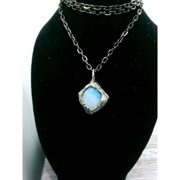 Opalite cube crystal necklace handmade ooak jewelry - Picture 4 of 12